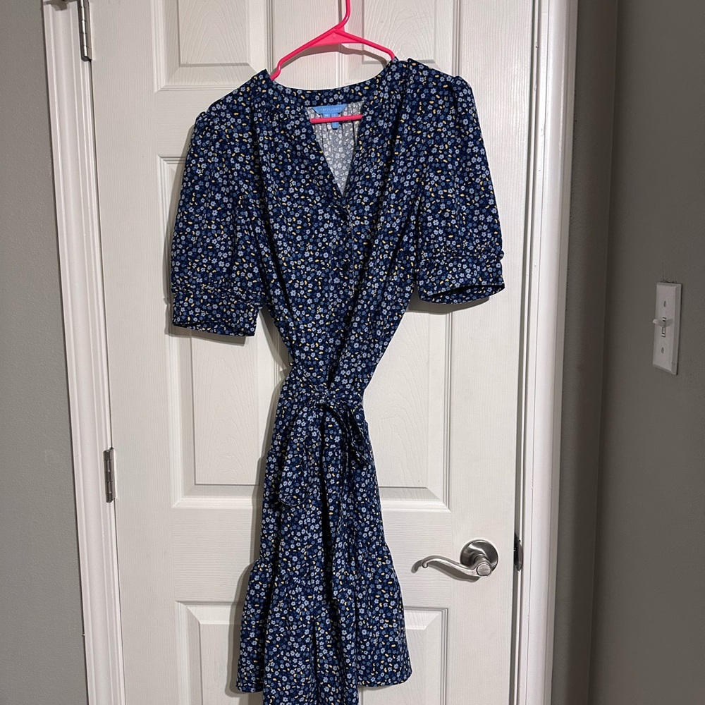 Draper James Navy Floral Long Sleeve Dress